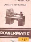 Logan 12", Powermatic Lathe, Operations Manual